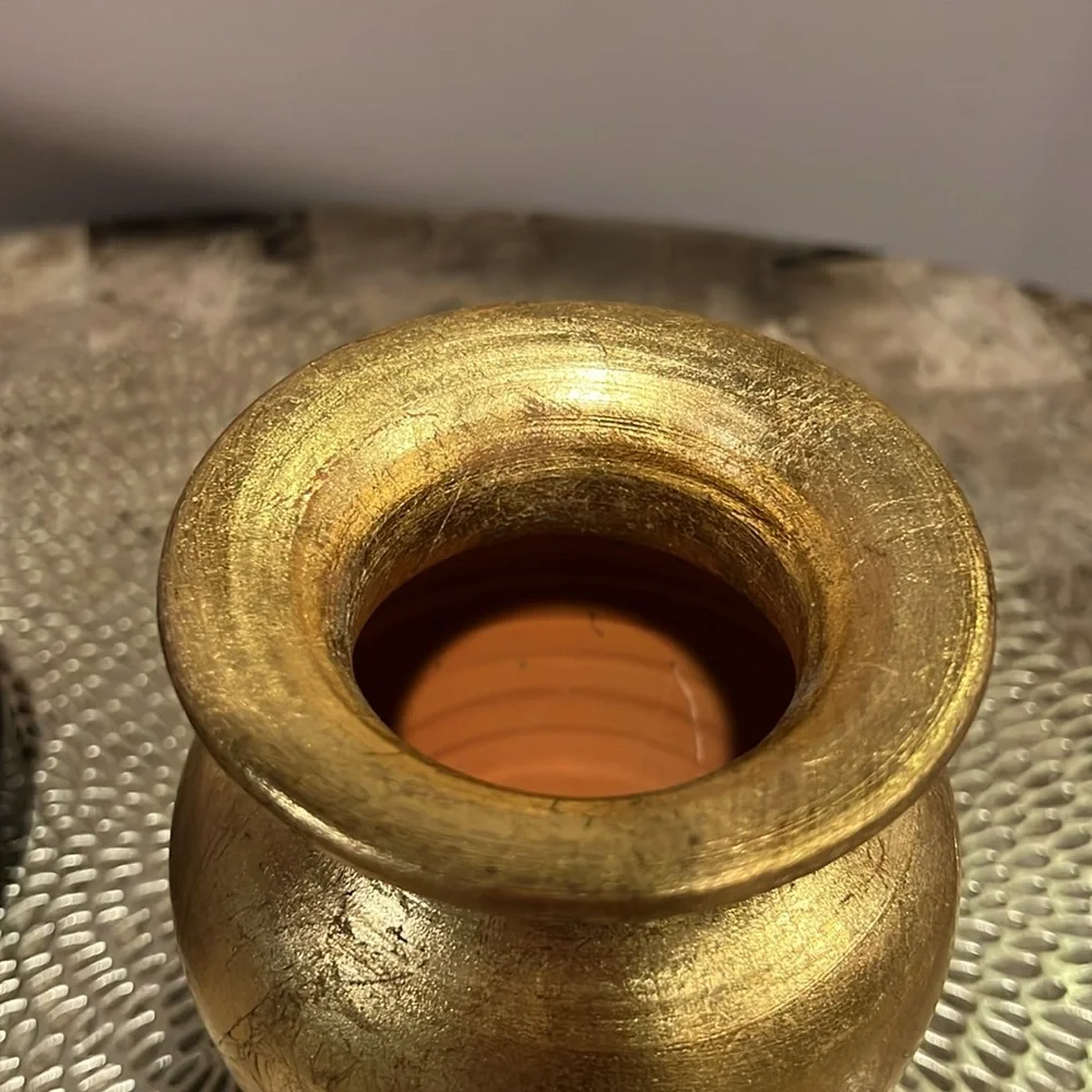 Gold Leaf Clay Vase
